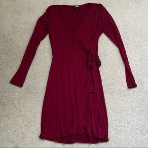 Deep red wrap dress